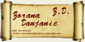Zorana Damjanić vizit kartica